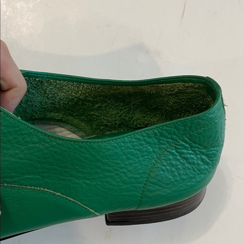 American Apparel Vintage Bobby Leather Lace-up Shoe Loafers Size 9 Green - Picture 11 of 16